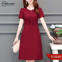 Đầm Trung Niên Cao Cấp THIỀU HOA thiết kế trẻ trung sang trọng chất liệu vải thoáng mát mềm mại P1245
