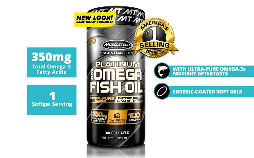 Muscletech, Essential Series, Platinum 100% Omega Fish Oil, 100 Soft Gels
