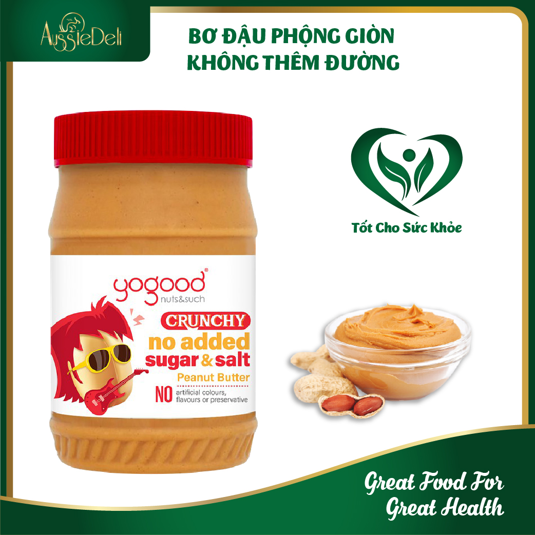 Hủ 453gr - Bơ Đậu Phộng Giòn 100% Đậu Phộng Không Đường Không Muối - YOGOOD - Nhập Khẩu Từ Hoa Kỳ