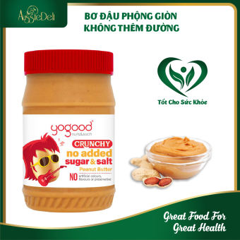 Bơ đậu phộng giòn không đường, không muối - Yogood Crunchy Peanut Butter No Added Sugar hộp 453g