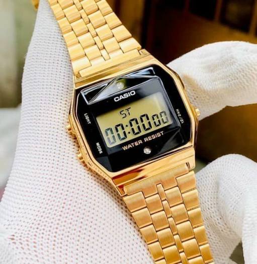 Đồng Hồ Casio Nam Nữ A159 mặt đính đá, thép không gỉ, không phai màu, kiểu dáng thể thao