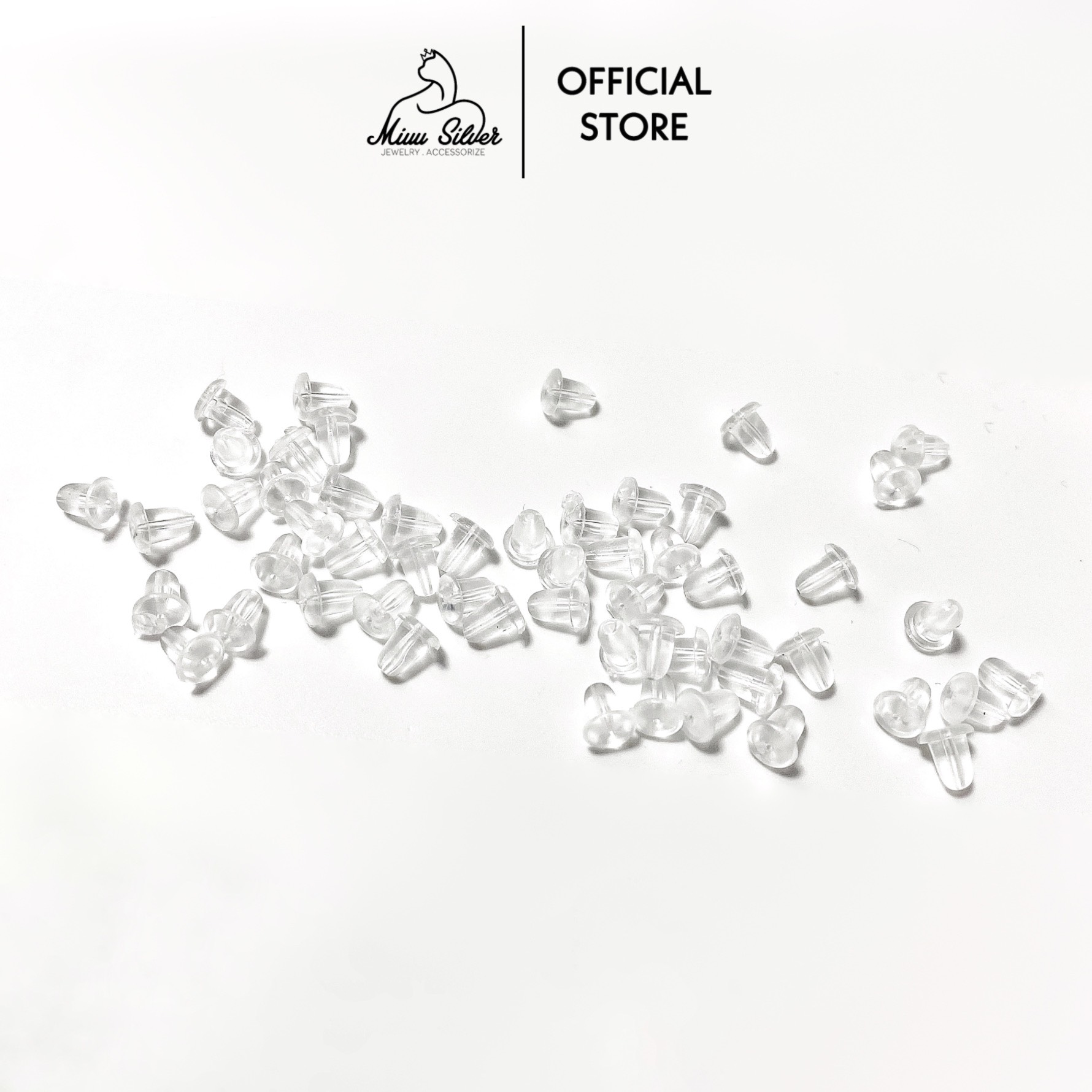 Chốt khuyên tai cao su Miuu Silver