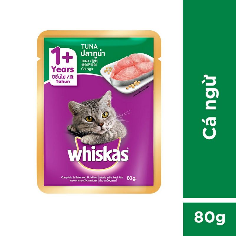 Pate Cho Mèo Whiskas 24 Gói 80G Vị Cá Ngừ