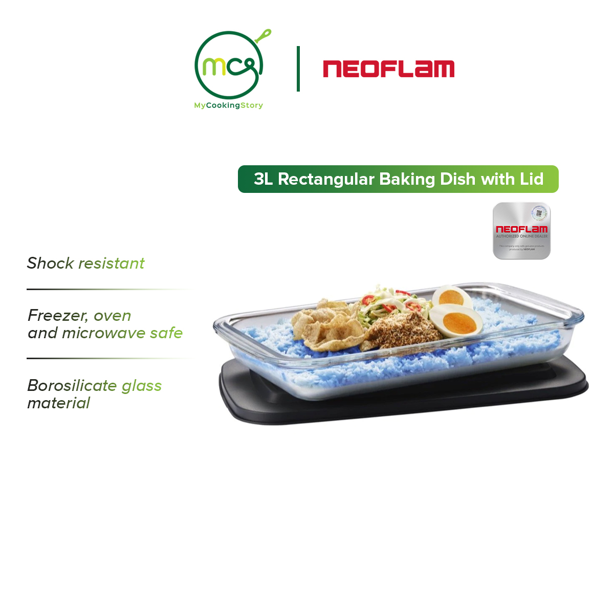 Gambar My Cooking Story    Neoflam 3L Rectangular Baking Dish with Lid