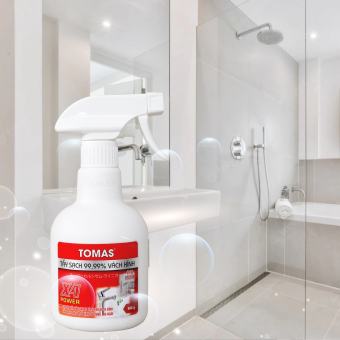 Siêu tẩy Canxi, vết bẩn bám ở bể kính, vách kính TOMAS dạng xịt Siêu Sạch, Nhanh, An Toàn - 550g