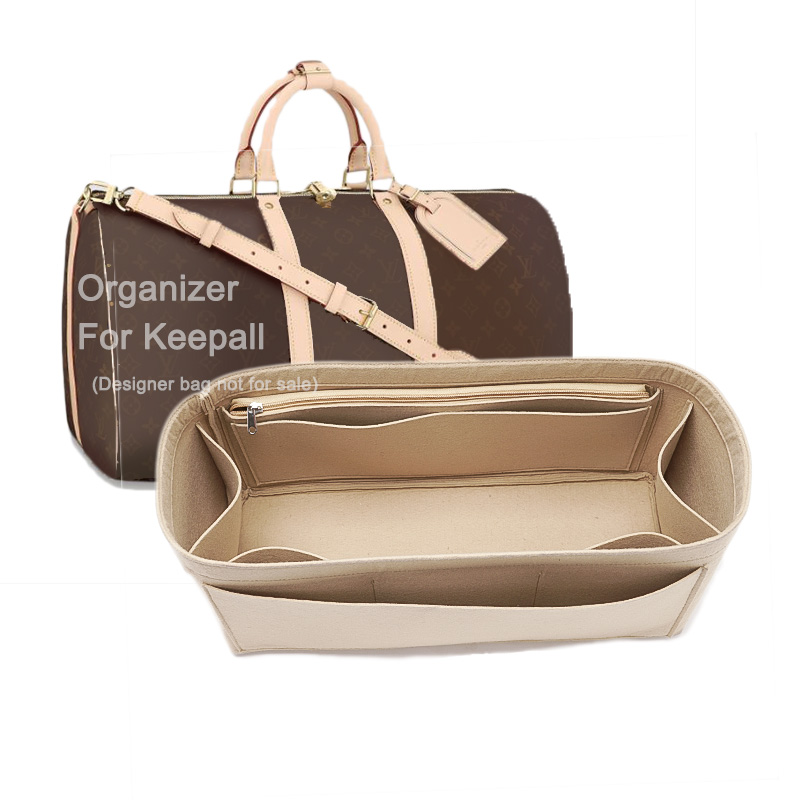 Fits Keepall 45 50 55 60 Insert Organizer Purse Handbag Bag in Bag-3MM  Premium Felt(Handmade/20 Colors)w/Detachable Zip Pocket
