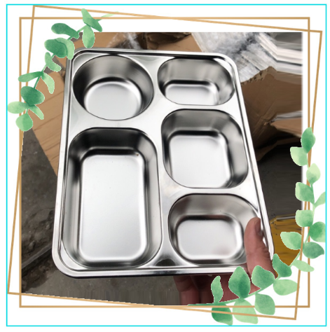 Khay inox 5 ngăn SUS - Khay đựng cơm inox cao cấp