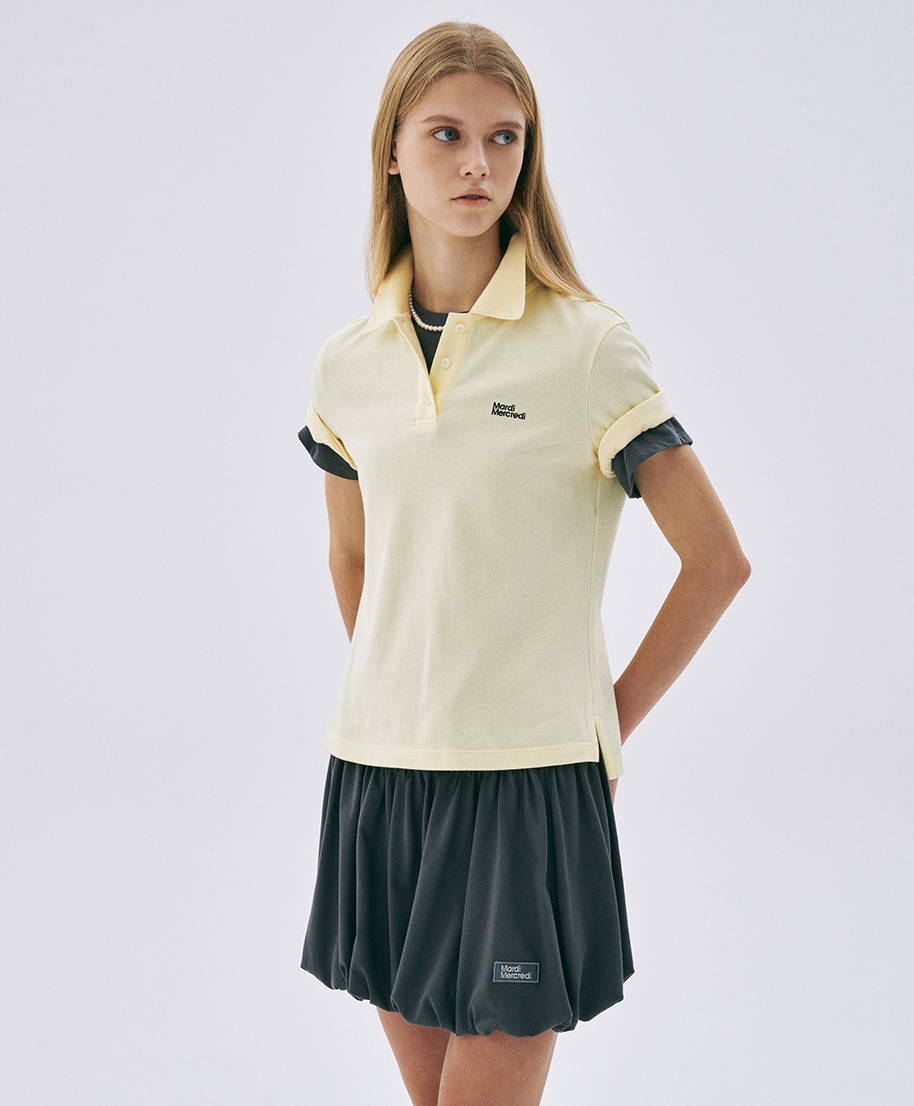 [IVE AnYujin PICK] MARDI MERCREDI SLIM FIT ESSENTIAL PIQUET T SHIRT