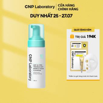 Sữa rửa mặt tạo bọt cho da mụn nhạy cảm làm sạch sâu bã nhờn CNP AC Pro Bubble Foam Cleanser 150ML