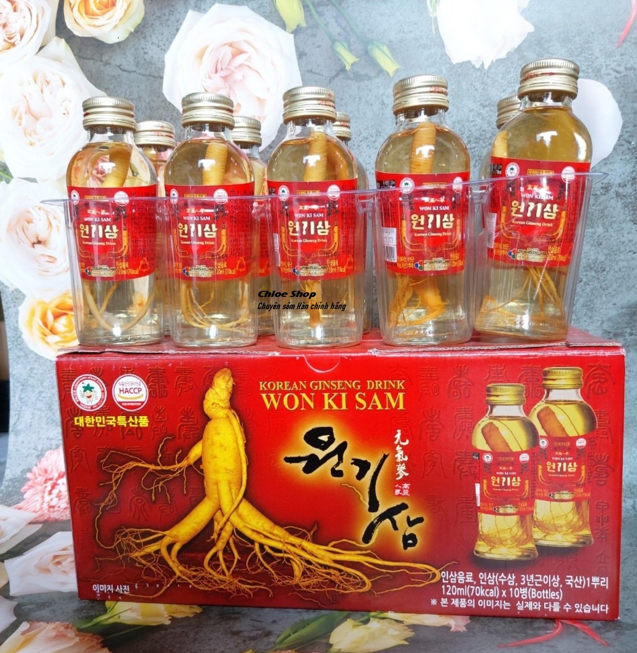Nước sâm có củ wonkisam hàn quốc 10 chai x 120ml - nước uống bổ dưỡng từ sâm hàn quốc