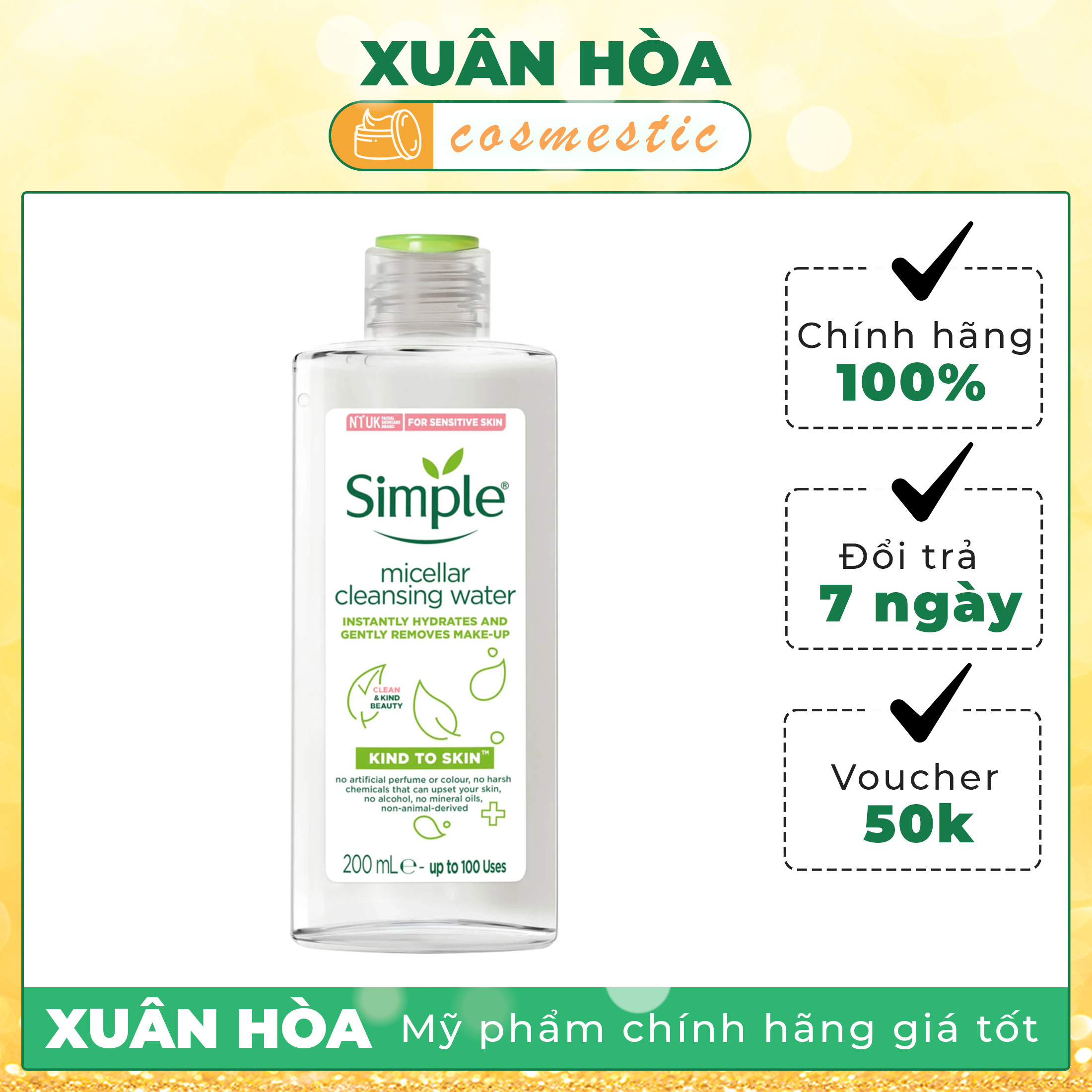 Nước tẩy trang Simple Micellar 200ml
