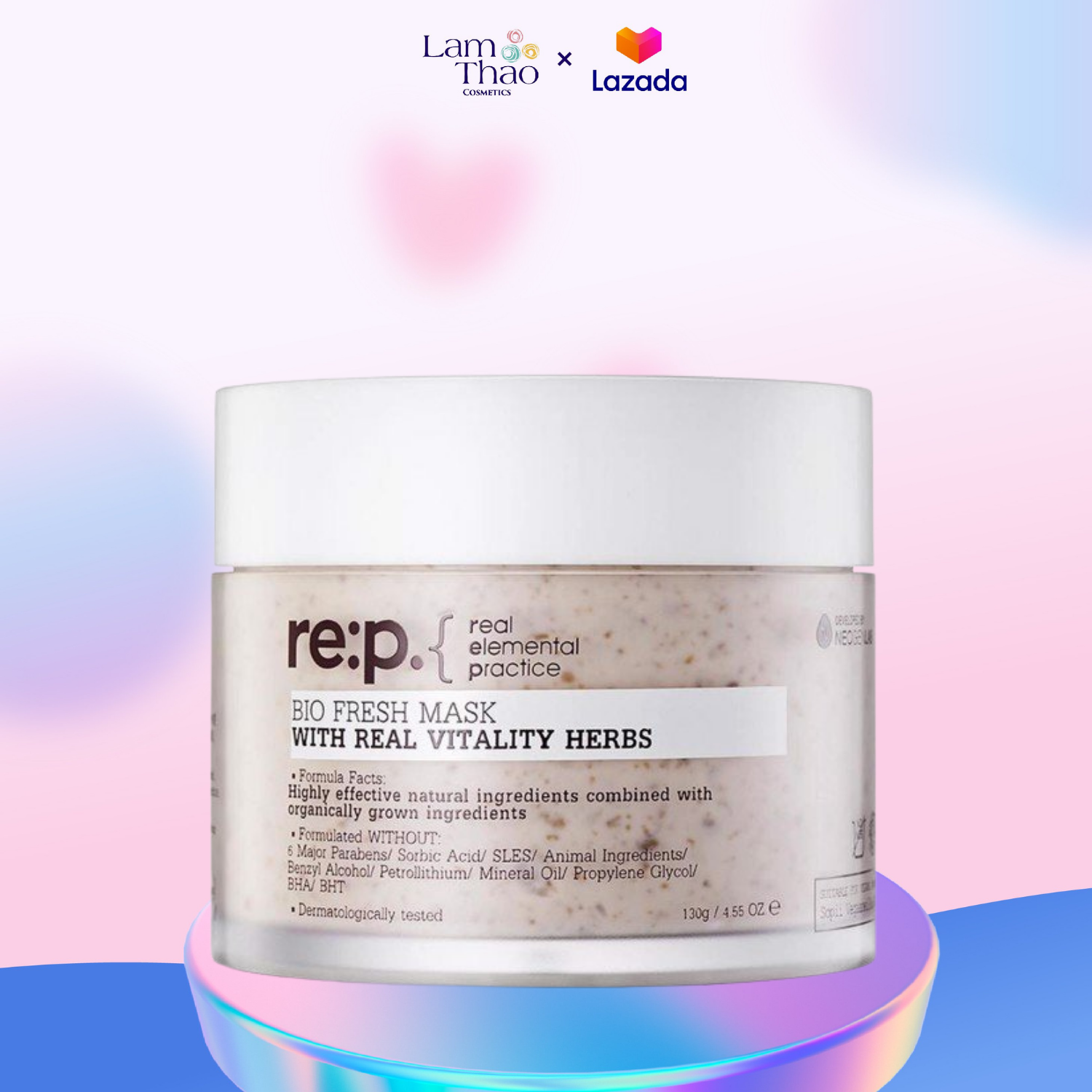 Mặt Nạ Đất Sét Se Lỗ Chân Lông, Dưỡng Sáng Chiết Xuất Hoa Hồng Re:p Bio Fresh Mask With Real Vitality Herbs 130g