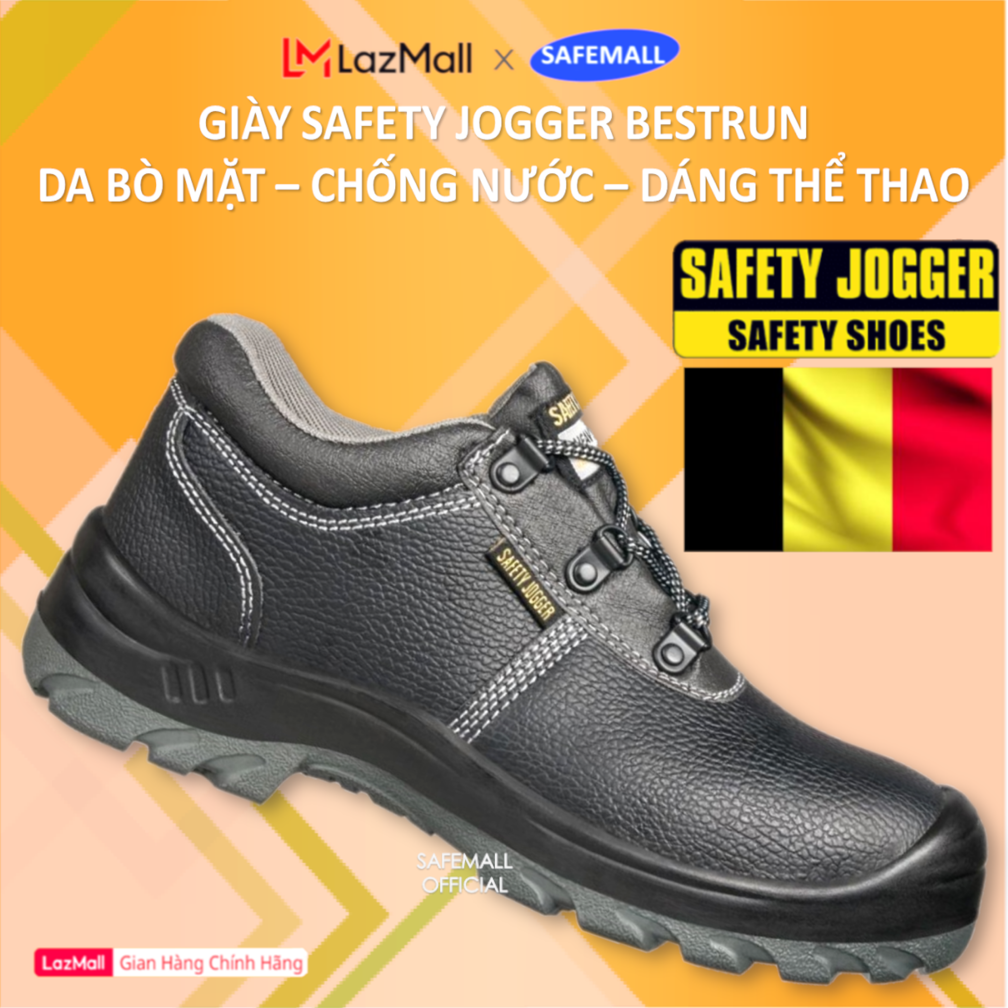Safemall labor protection shoes male safety jogger bestrun S3 real cowhide waterproof safety shoes standard S3 European designs high-end sports-supermarket safemall official