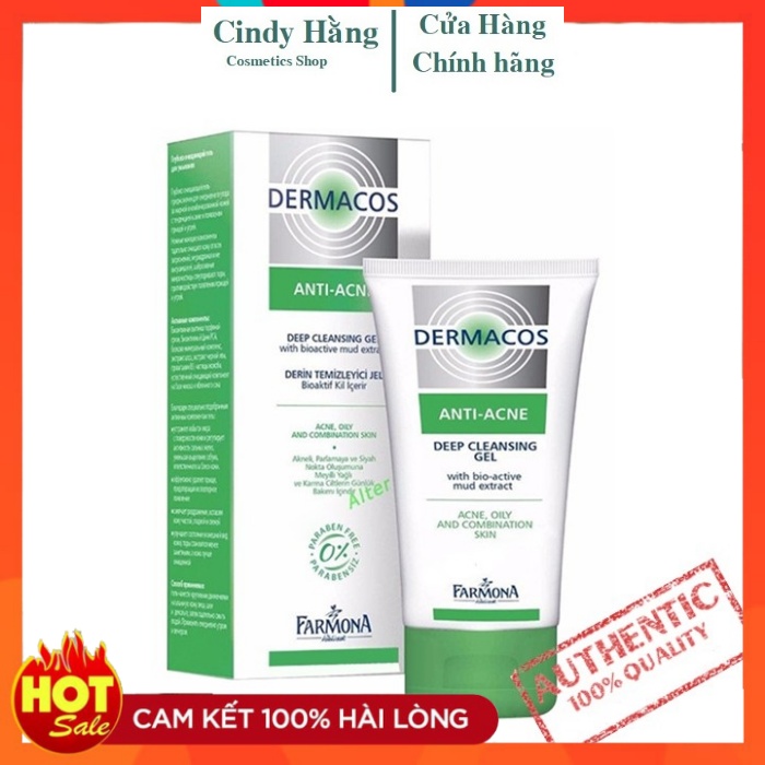 Gel sữa rửa mặt dermacos anti-acne ngừa mụn, sạch sâu - 150ml