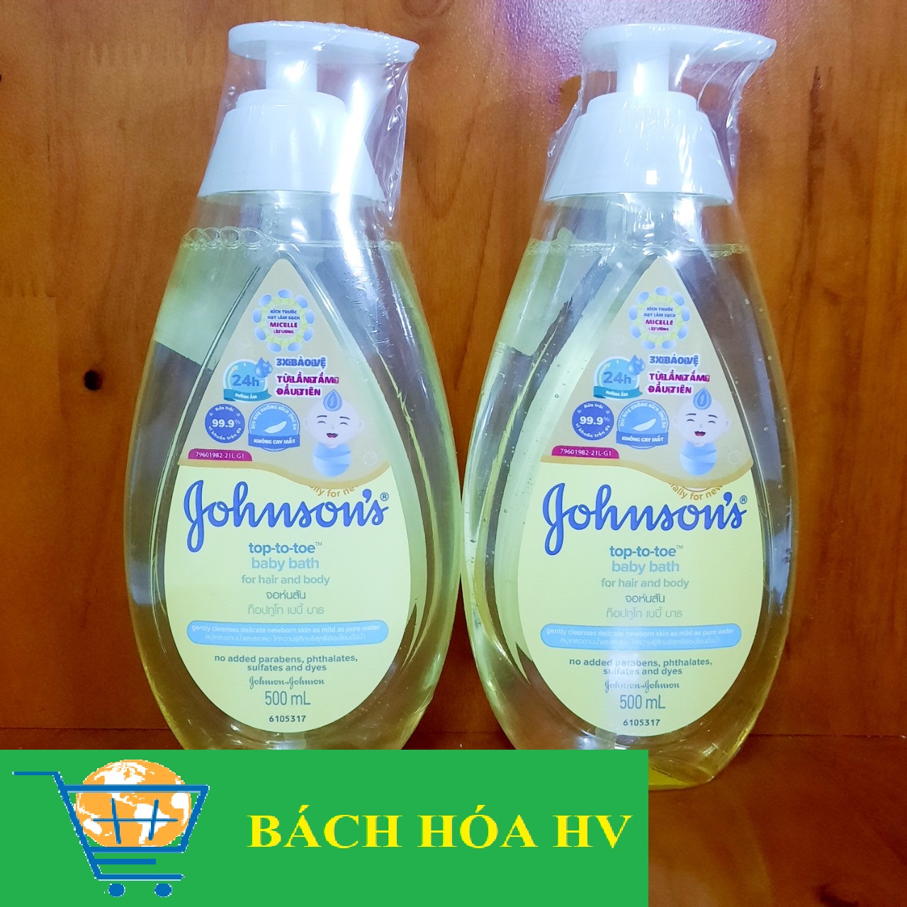2 chai sữa tắm gội Johnson (top-to-toe 500ml/chai)