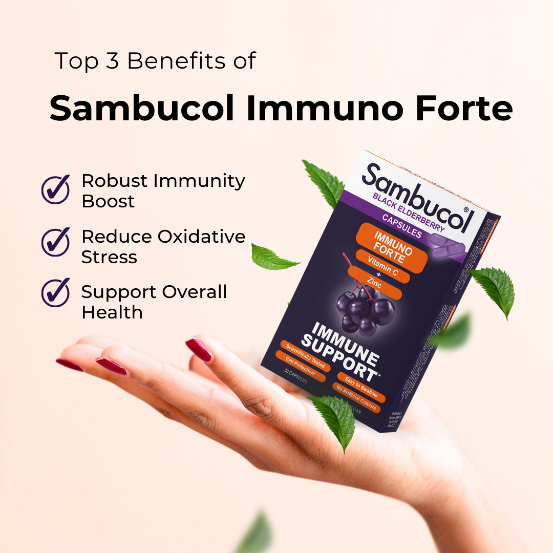 Sambucol Immuno Forte, Support Immune, No Artificial Colours, 30 Capsules, Benefits