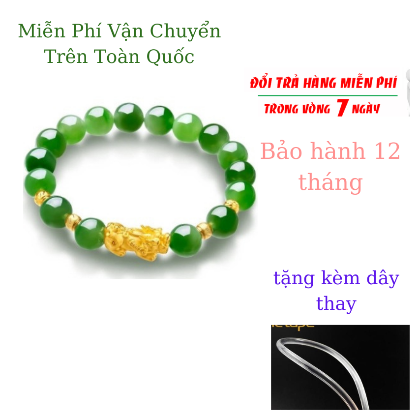 [HCM] VÒNG TAY TỲ HƯU PHONG THUỶ CHIÊU TÀI LỘC, BÌNH AN VÀ MAY MẮN CHO NAM VÀ NỮ - [ ĐÁ NGỌC BÍCH, MÀU XANH NGỌC ]