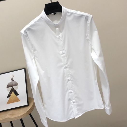 Áo Sơ Mi Nam Dài Tay Cổ Tàu Dáng Ôm Body Hàn Quốc Vải Mịn Mát Ao so mi nam dai tay Cổ Trụ Không Nhăn