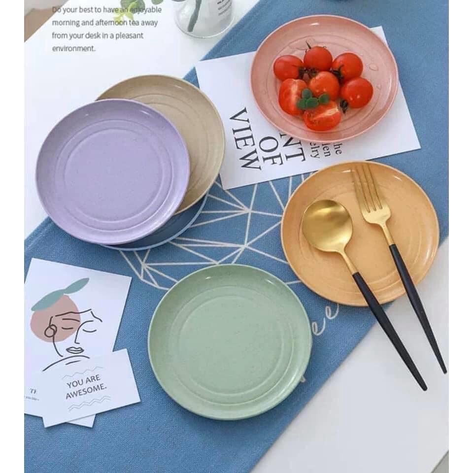 Set 6 đĩa lúa mạch đĩa lúa mạnh siêu xinh chất liệu lúa mạch an toàn cho sức khoẻ