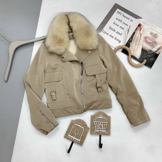 Áo da lót lông cổ lông tháo rời