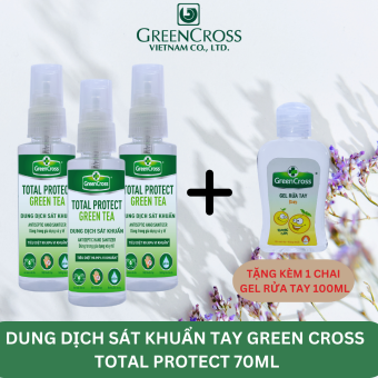 Dung dịch rửa tay kháng khuẩn nhanh chóng Green Cross Total Protect 70ml Dạng Xịt