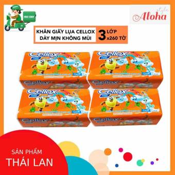 COMBO 4 Bịch Khăn giấy lụa rút Cellox Thái Lan 260 tờ - Giấy ăn Cellox - ALOHA STORE