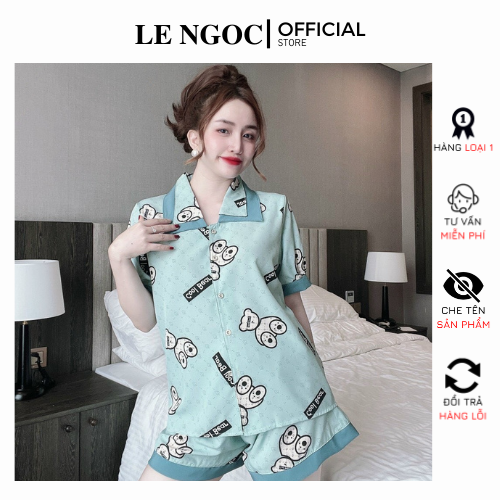 Bộ pijama nữ cộc tay quần đùi chất liệu lụa 100D xịn xò, bộ đồ ngủ nữ pyjama họa tiết loang đỏ sang trọng LNCC10