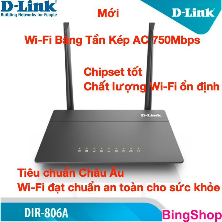 D-Link Bộ Phát Wi-Fi Băng Tần Kép AC750 750Mbps DIR-806A  - Bảo Hành 24