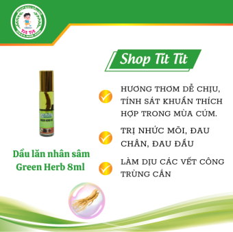 Dầu lăn nhân sâm Thái Lan Green Herb 8ml