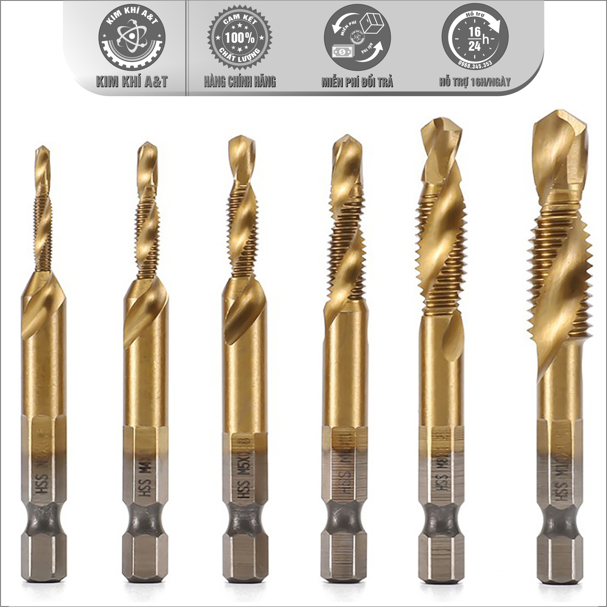 Bộ 6 mũi taro mạ titan độ cứng cao
