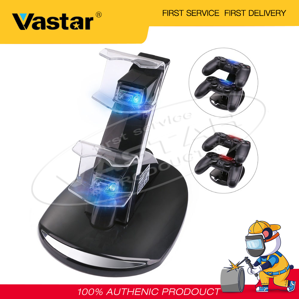 Vastar Bộ Sạc Dock điều khiển LED kép USB PS4 đế sạc trạm Cradle cho Play Station PS4 / PS4 PRO/PS4 Slim điều khiển