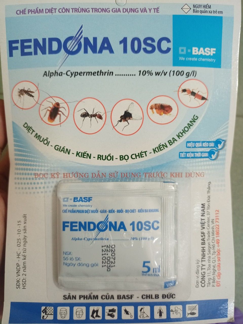 Fendona 10sc gói 5ml - thuốc diệt muỗi, côn trùng, gián, kiến, bọ chét...