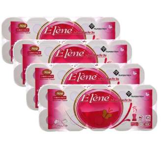 Combo 4 lốc Giấy vệ sinh Elene hồng 10 cuộn 3 lớp