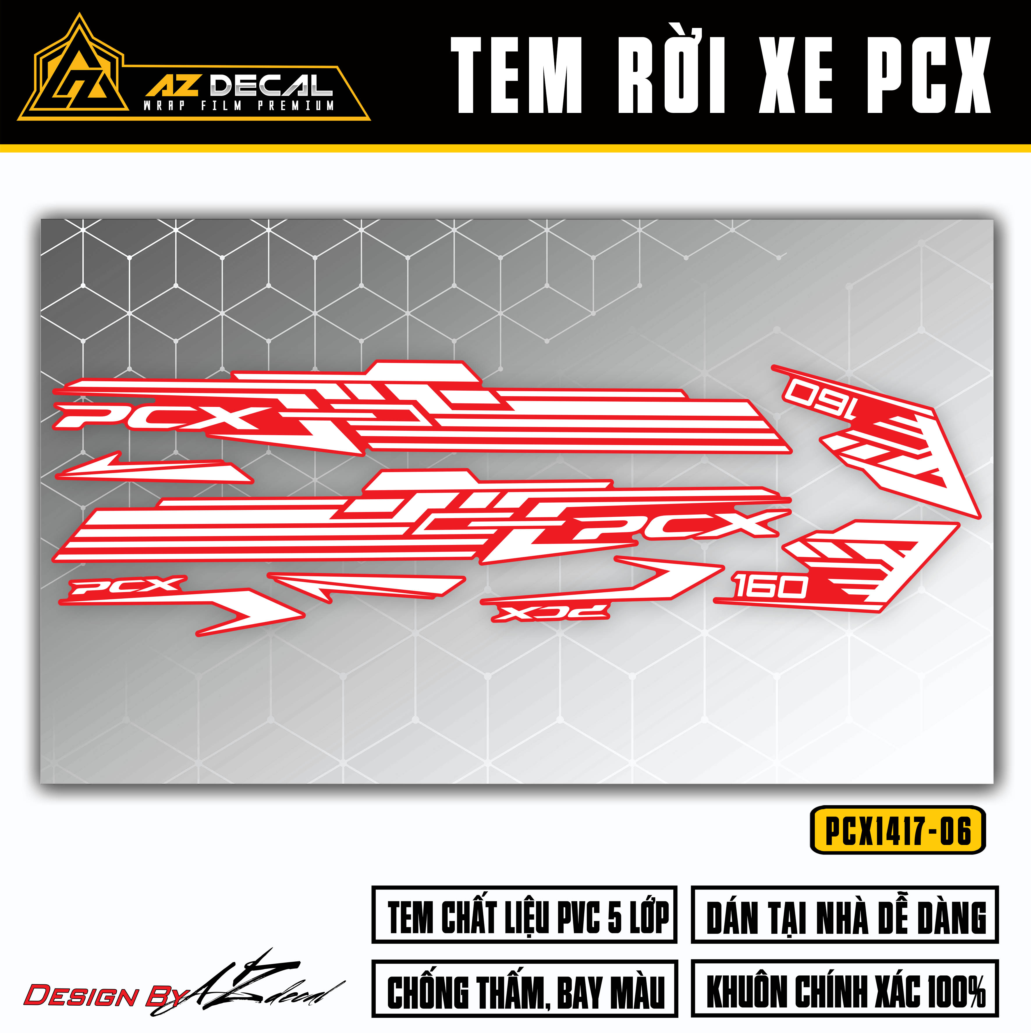 Tem Rời Dán PCX 160 Thiết Kế Hiện Đại | PCX-06 | Decal Chế Dán Xe Máy PCX Chống Thấm Nước Chống bay 