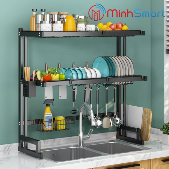 Kệ úp chén đĩa 2 tầng ( Model 2022), Kệ úp bát đĩa Inox , Kệ úp bát đĩa trên bồn rửa đa năng
