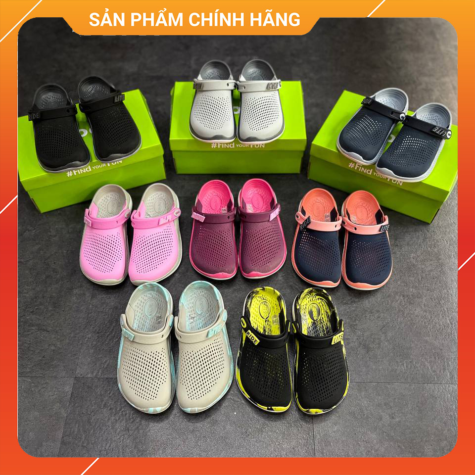 Dép crocs unisex, dép sục nam nữ literide clog 360 đi mưa cao cấp - sấu vui vẻ