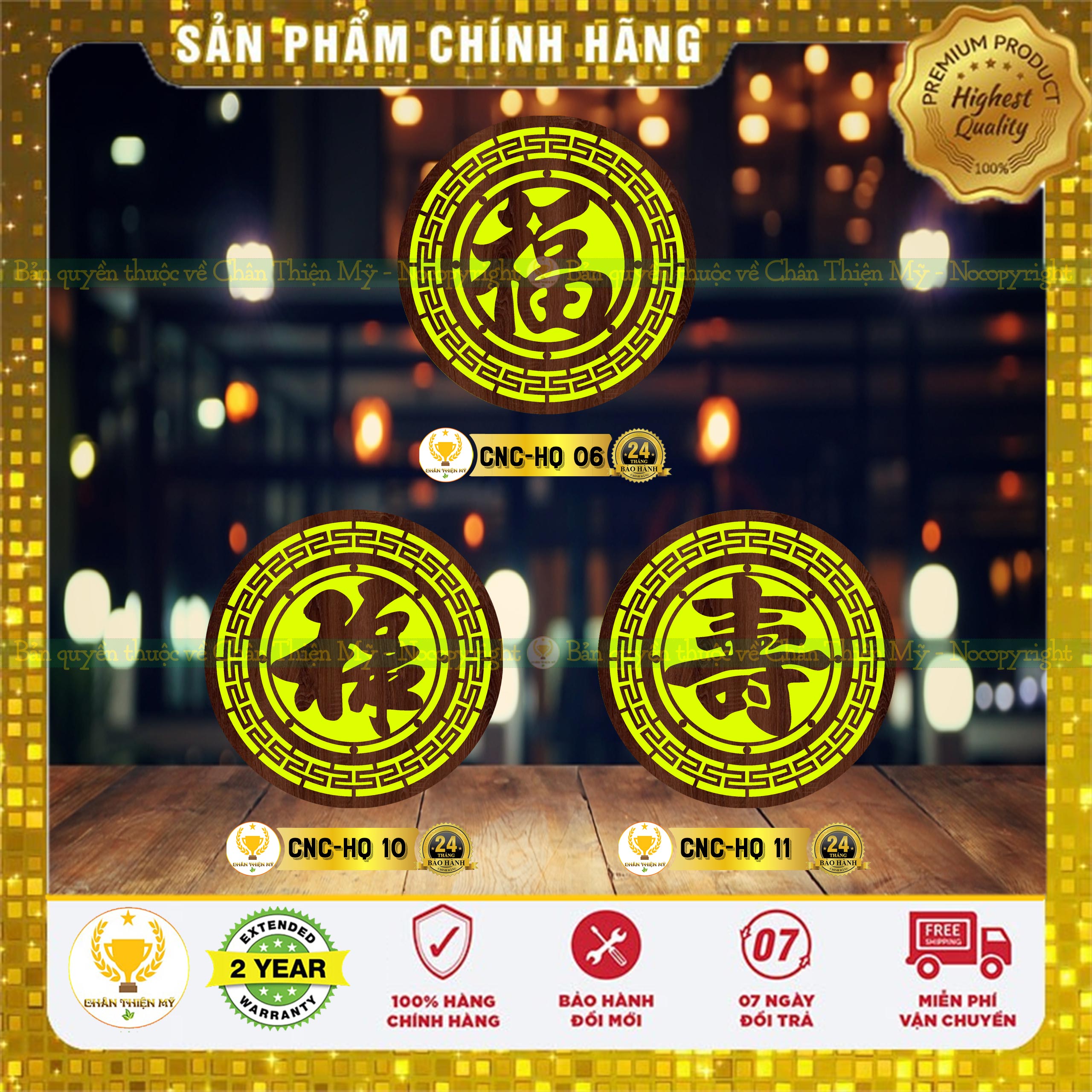 [Xưởng tuyển đại lý] Đèn thờ hào quang CNC chữ Phúc Lộc Thọ treo bàn thờ Phật, bàn thờ Gia Tiên
