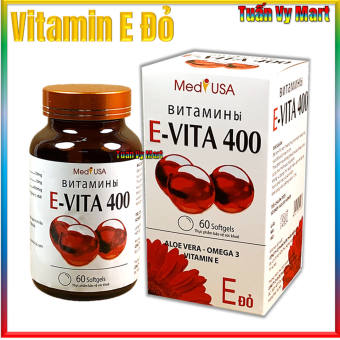 Viên uống đẹp da Evita 400 vitamin E đỏ - Giúp Da Trắng Sáng, Mờ Các Vết Thâm Sẹo, Nám Tàn Nhang-Hộp 60 Viên