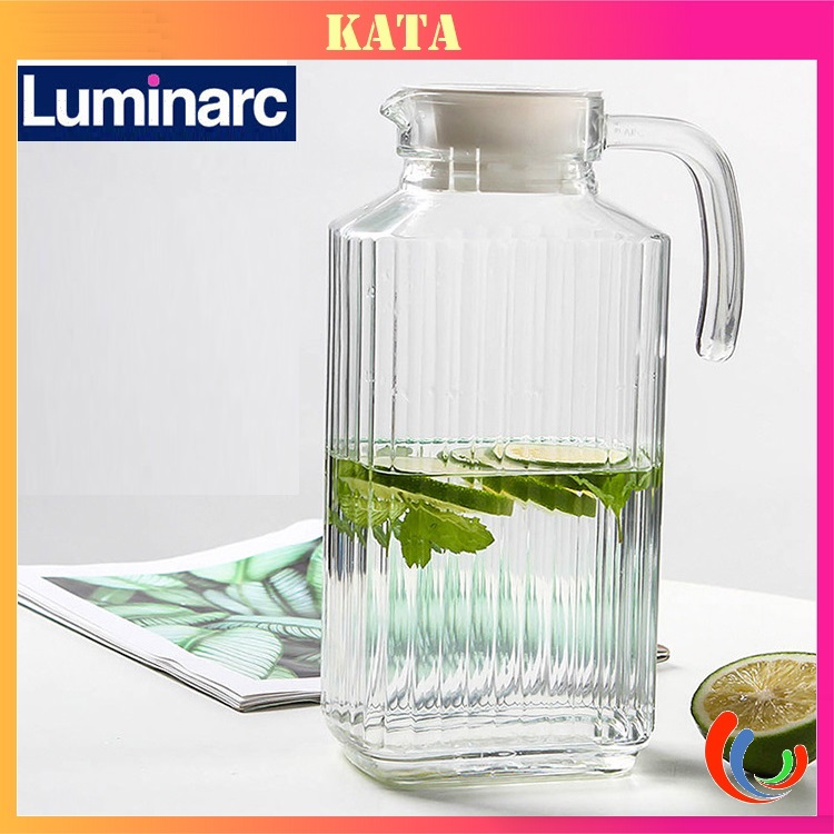 Bình đựng nước thủy tinh cute chịu nhiệt cao giữ nhiệt tốt chính hãng luminarc quadro jug c2896 dung tích 1,7 lít