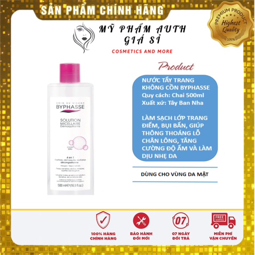 Nước Tẩy Trang Không Cồn BYPHASSE Tây Ban Nha 500ml