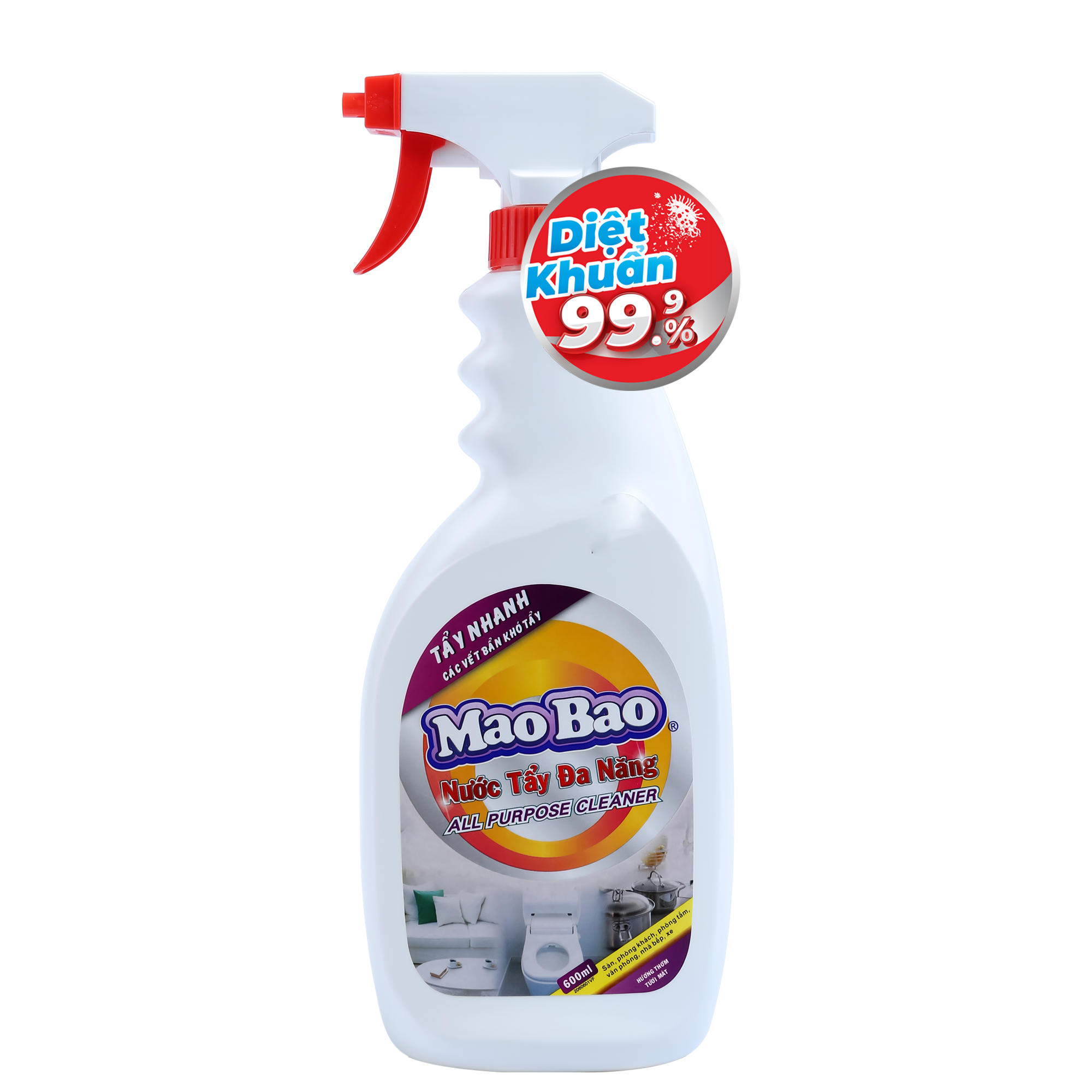 Nước tẩy đa năng Mao Bao 600ml dễ dàng tẩy sạch vết ố, dầu mỡ, gỉ sét trên mặt kính, gạch men, mùi thơm tươi mát - 2