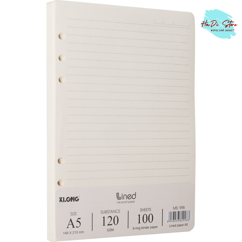 Klong ruột sổ lined kẹp còng size a5 dày 120gsm - 100 tờ
