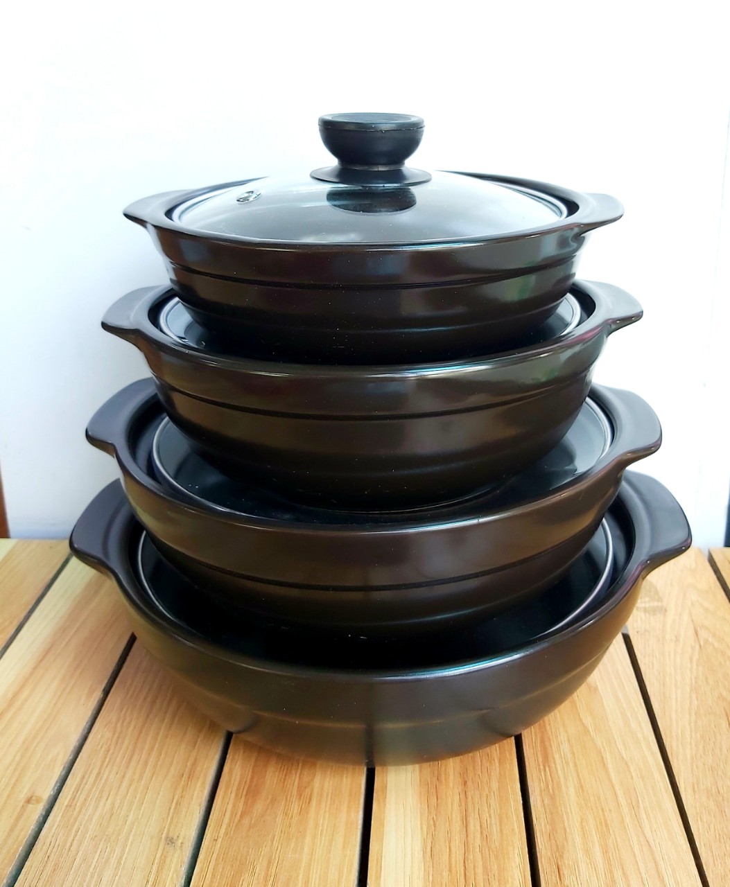 Nồi đất nắp kính kho cá, nấu mì cay nhiều size Hoavoanshop
