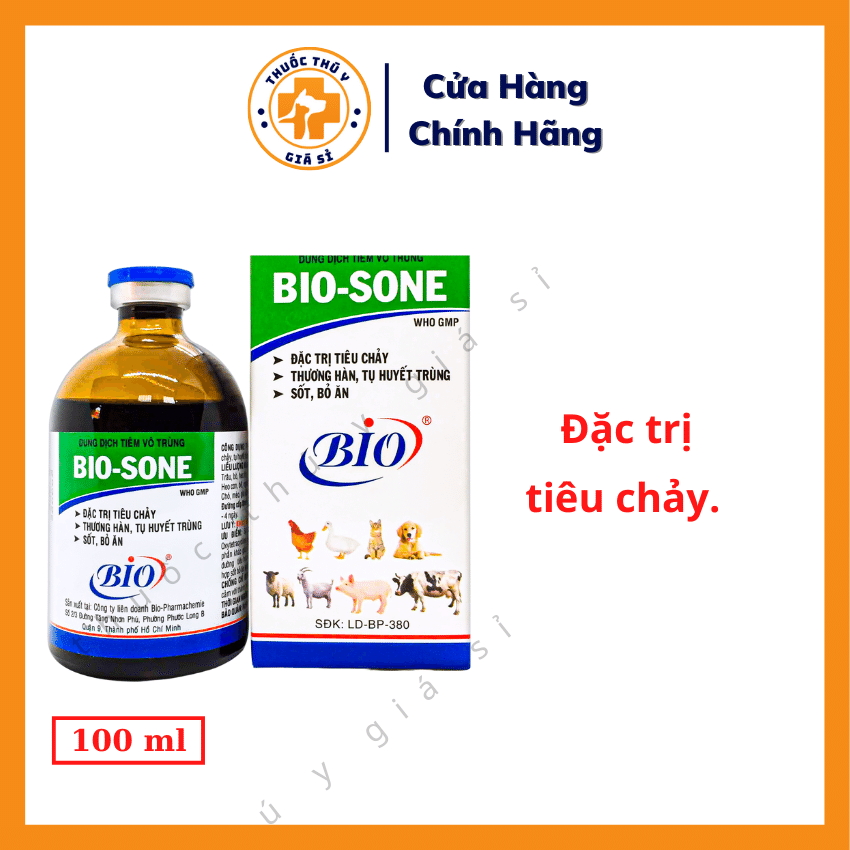 "Hoàn tiền đến 10%" Bio Sone 100ml - Dùng Cho Bệnh Tiêu Chảy, Tụ Huyết Trùng, Thương Hàn, Sốt Bỏ Ăn - Thú Y Giá Sỉ