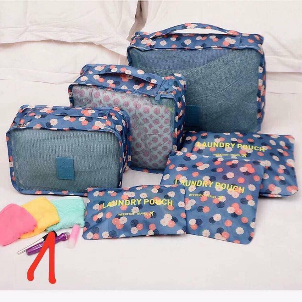 Set 6 túi đựng đồ du lịch tiện dụng, túi đựng mỹ phẩm chống nước, túi đựng đồ du lịch cá nhân