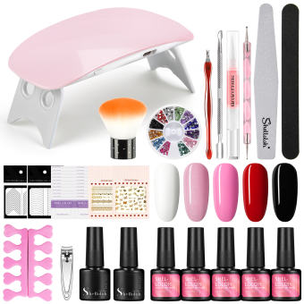SHEOLLOH 6 Cái Nail Lacquer Kit 6 Wát UV LED Nail Đèn 8 Colors Gel Nail Set Làm Móng Tay Pedicure Nail Art Công Cụ
