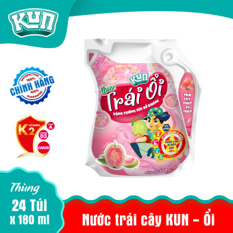 Nước Trái Cây KUN Vị Ổi Thùng 24 Túi x 110ml
