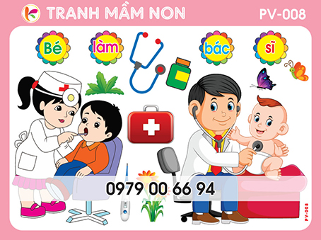 Decal góc mầm non - bé làm bác sĩ pv-008