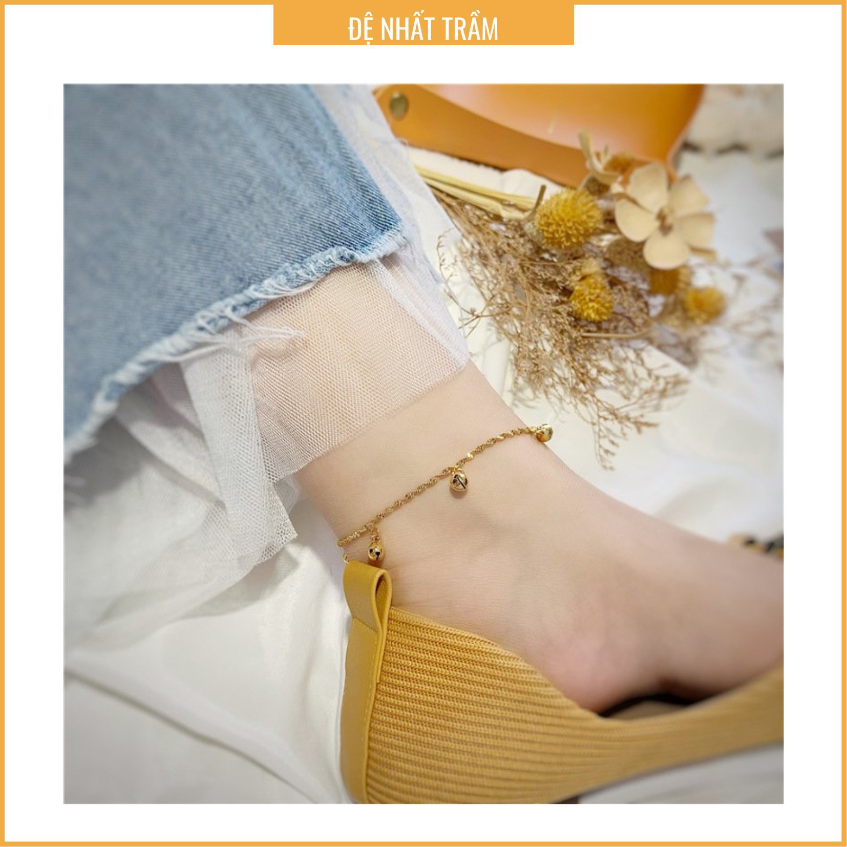 Lắc Chân Nữ Chuông Vàng Xi 18K Không Đen, Vòng Đeo Chân Nữ Mẫu Hot Hàn Quốc, Lắc Chân Thời Trang, Sành Điệu, Xu Hướng Hot