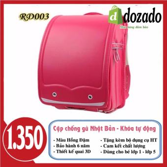 Cặp Randoseru - Cặp chống gù lưng Nhật Bản Khóa tự động (Màu Hồng Đậm)